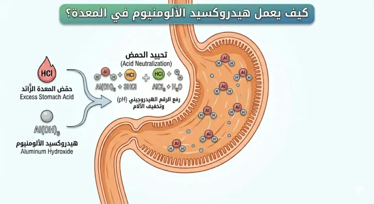 كيف يعمل هيدروكسيد الألومنيوم داخل المعدة
