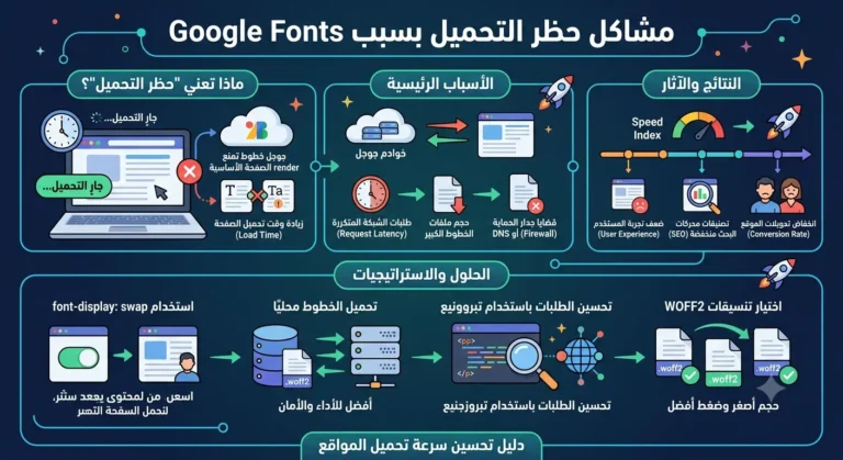 التخلص من مشاكل حظر التحميل بسبب Google Fonts